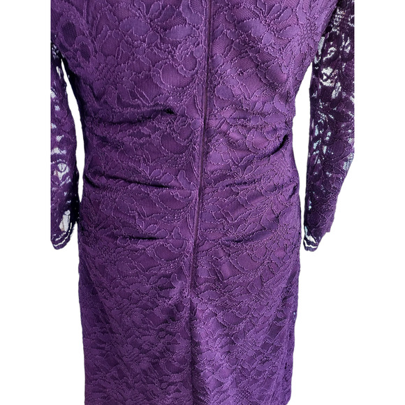 Taylor Womens Long Sleeve Cocktail Zip Detail Lace Sheath Dress Burgundy Sz 8 - Picture 8 of 11